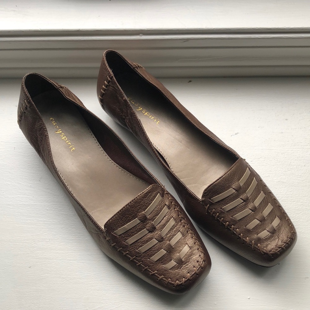 Easy Spirit Jaras Bronze Leather Slip-on Flats size 8